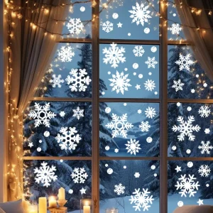 Christmas Decorations Snowflake, Static Cling Window Stickers Glass Cupboard Decorations, New Year Glueless PVC Wall Stickers