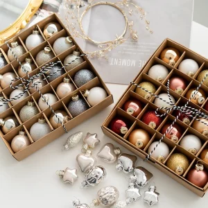 Christmas Decorative Glass Plastic 4Cm Christmas Ball Shaped Ball Decorative Ball Combination Package Photography Props Gifts