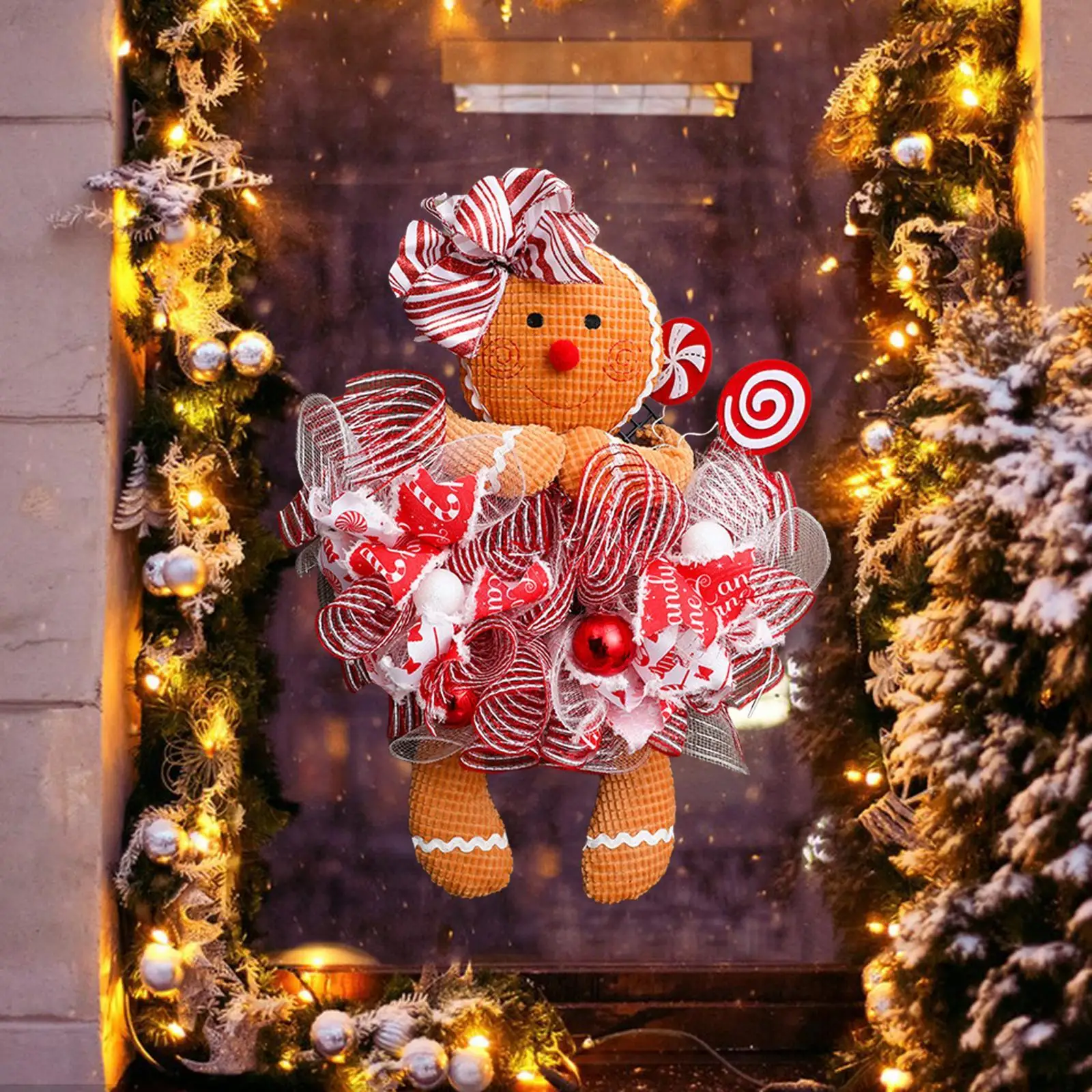 Christmas Wreaths for Front Door Soft Material Christmas Figure Decoration for Christmas Gifts Door Knobs Xmas Outdoor Indoor