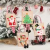 Christmas Gift Bag Navidad Cute Cartoon Linen Reusable Xmas Gift Wrapper Santa Claus Snowman Decoration Long Legged Handbag