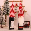 Christmas Navidad Wine Bottle Caps Faceless Old Man Knitted Wool Wine Bottle Cover Santa Claus Red Gift Bags Holder Dust XMAS