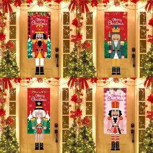 Christmas Nutcracker Hanging Flag Navidad Natal Noel Door Hanging Pendant Merry Christmas Decoration For Home 2024 New Year 2025