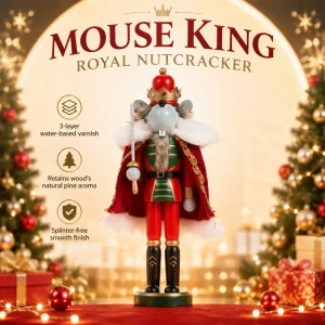 Christmas Nutcracker Wooden Nutcracker Ornament King Cloak Mouse Theme Figure Handcraft Home Office Desktop Xmas Decoration Gift