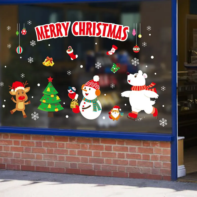 Christmas PVC Clings Stickers For Wall And Window Glass Store Showcase 2025 New Year Merry Xmas Decals Festival Party Decoration - Image 4