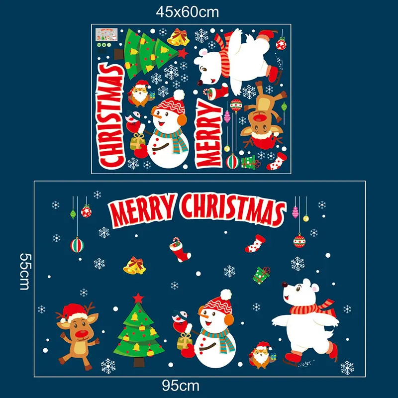 Christmas PVC Clings Stickers For Wall And Window Glass Store Showcase 2025 New Year Merry Xmas Decals Festival Party Decoration - Image 6