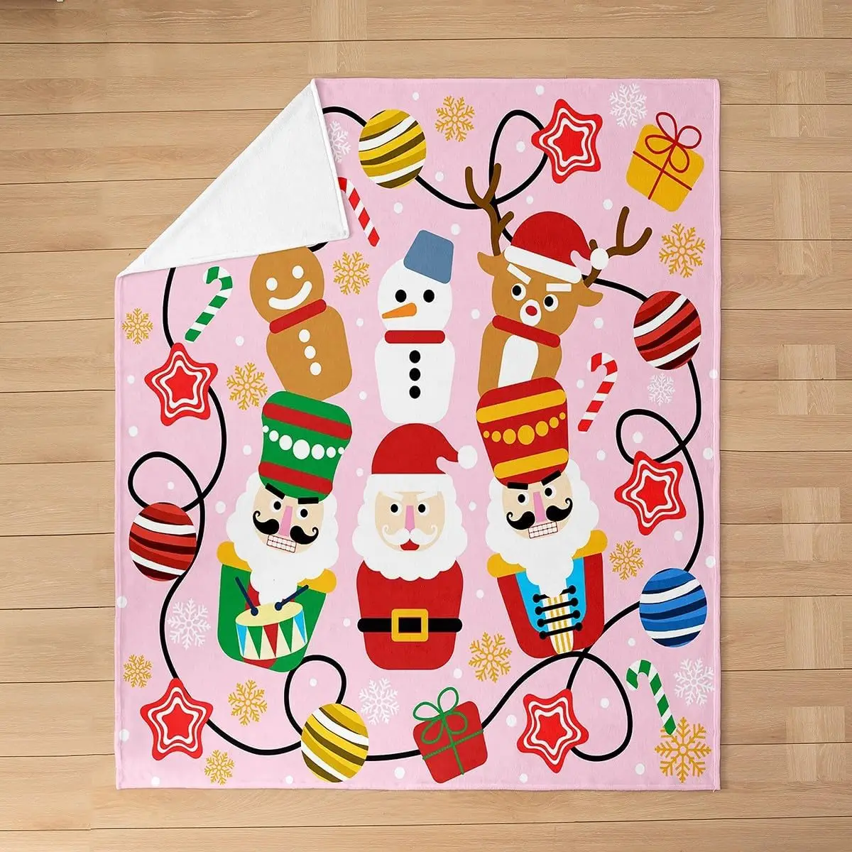 Christmas Plush Throw Blanket The Nutcracker Flannel Blanket Baby Santa Claus All Season Cute Deer for Couch Bed Sofa Bedroom - Image 2