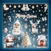 Christmas Static Glass Stickers Candy Cane Snow House Santa Reindeer Snowman Snowflake Window Clings Showcase Holiday Decor