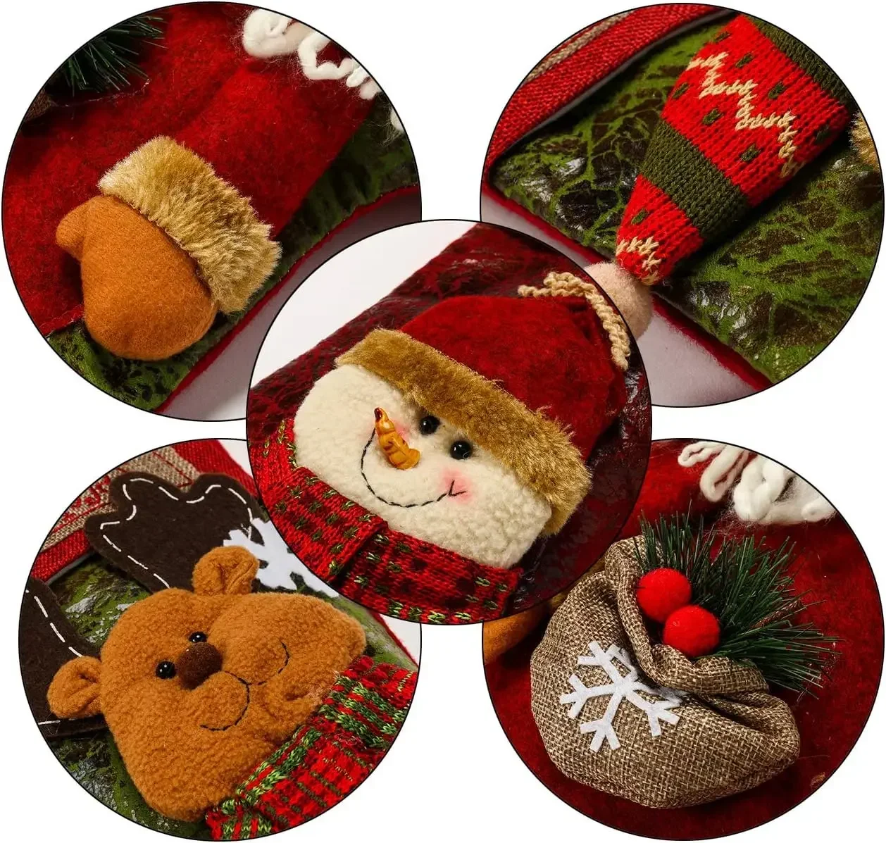 Christmas Stocking Classic Large Stockings Santa Snowman Reindeer Xmas Character for Family Holiday Christmas Party Decorations - Image 5