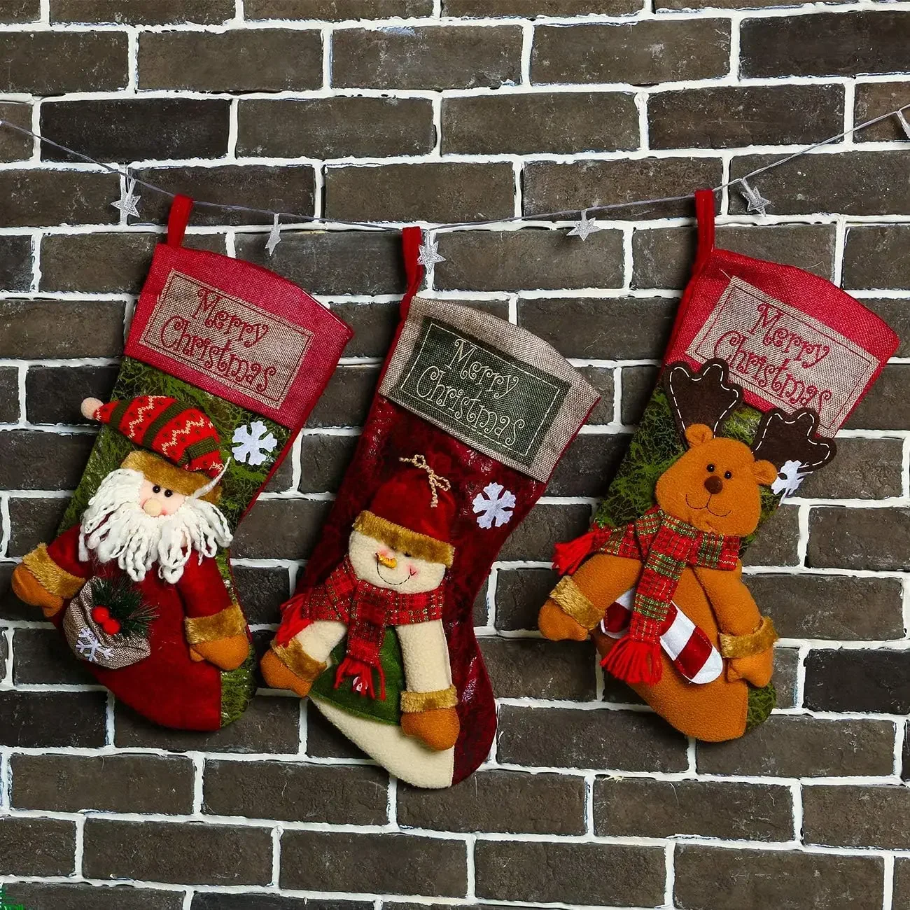 Christmas Stocking Classic Large Stockings Santa Snowman Reindeer Xmas Character for Family Holiday Christmas Party Decorations - Image 4