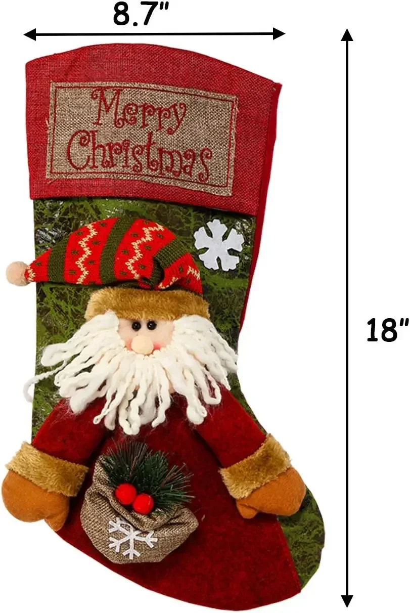 Christmas Stocking Classic Large Stockings Santa Snowman Reindeer Xmas Character for Family Holiday Christmas Party Decorations - Image 6