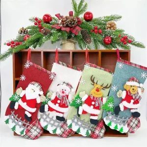 Christmas Stocking Gift Bag Cute Santa Stocking for Filling & Hanging Home Party Decor Christmas Tree Pendants New Year Supplies
