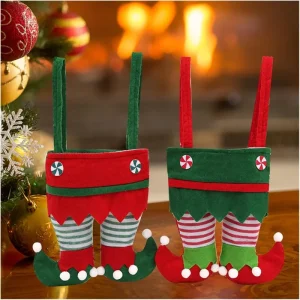 Christmas Stocking Gift Bag, Holiday Decorations, Christmas Hanging Ornament, Santa Claus Candy Bag, Festive Decoration
