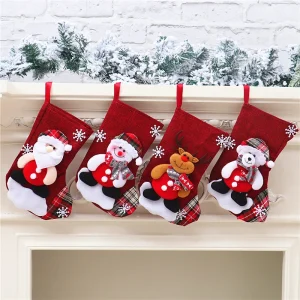 Christmas Stocking Gift Bag Santa Sack for Xmas Tree Decorations Home Party Favors Candy Holder Holiday Decor Natal Navidad