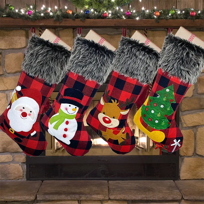 Christmas Stocking Gift Candy Bag Large Capacity Nonwoven Holder Xmas Decorations For Home Navidad 2025 New Year Oversize Sock - Image 2