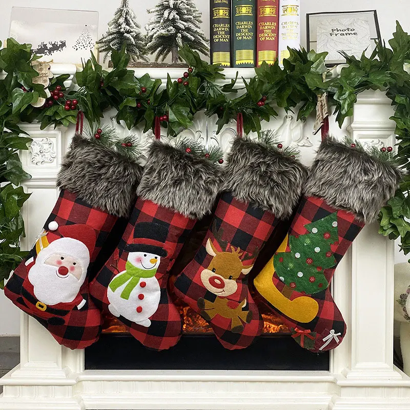 Christmas Stocking Gift Candy Bag Large Capacity Nonwoven Holder Xmas Decorations For Home Navidad 2025 New Year Oversize Sock