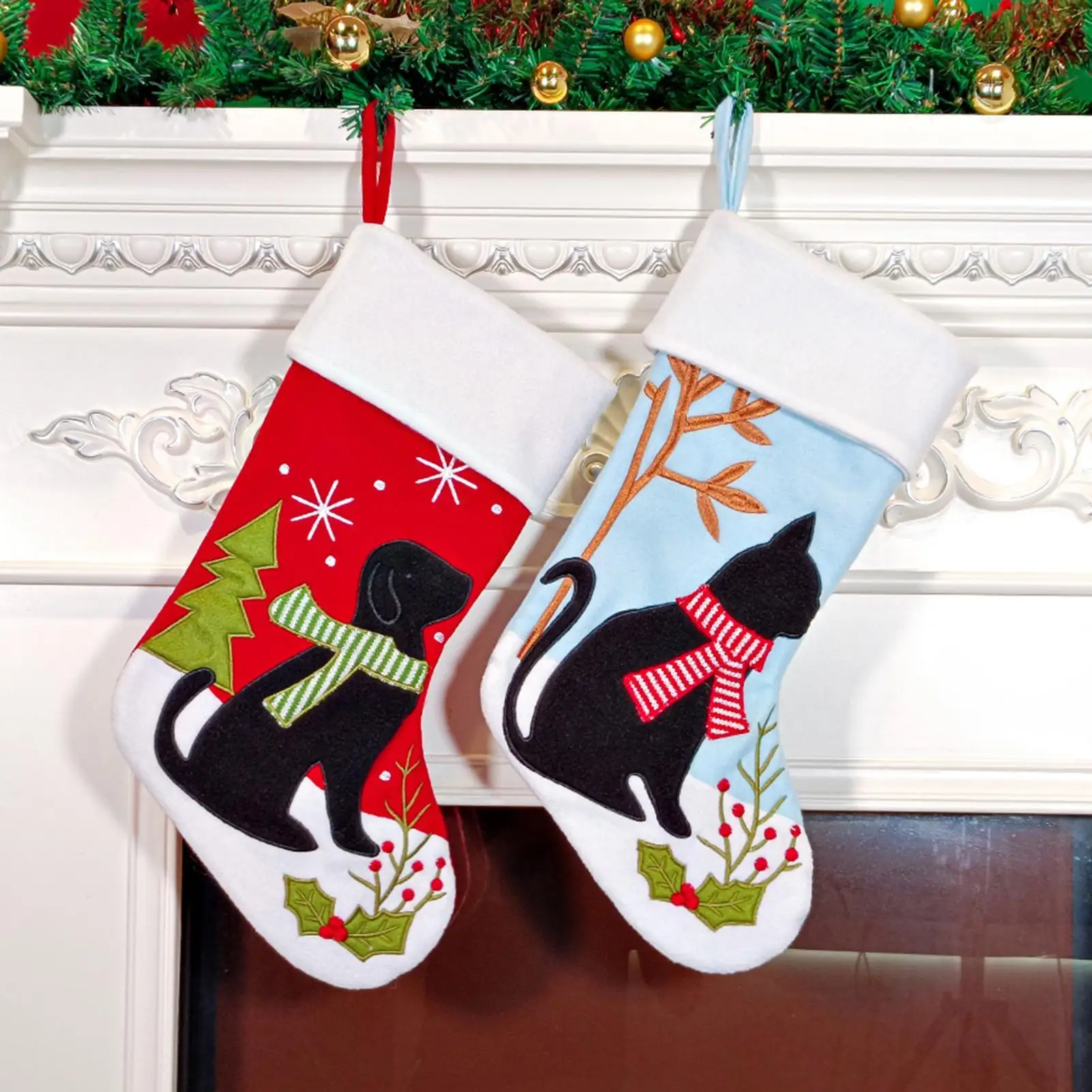 Christmas Stockings Pet Theme Rustic Festive Adjustable Ornament Party Favors Stockings For Kids Girl Teen Women Adults Party - Image 2