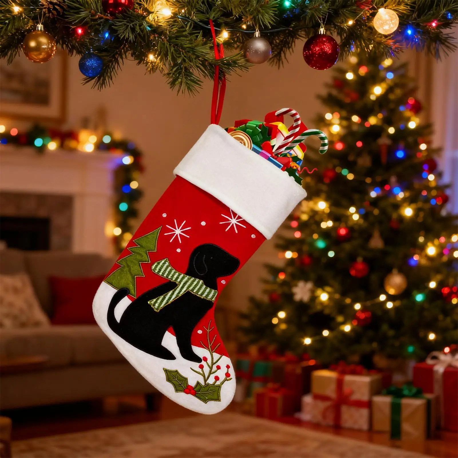 Christmas Stockings Pet Theme Rustic Festive Adjustable Ornament Party Favors Stockings For Kids Girl Teen Women Adults Party - Image 5