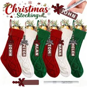 Christmas Stockings,Cable Knitted Stocking,Personalized Xmas Hanging Stocking Decoration for Christmas Party Family Decor
