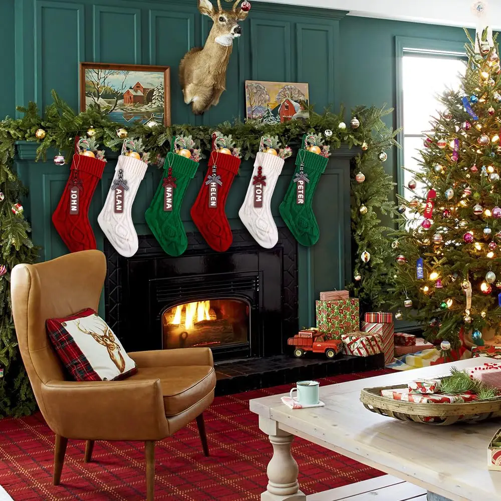 Christmas Stockings,Cable Knitted Stocking,Personalized Xmas Hanging Stocking Decoration for Christmas Party Family Decor - Image 6
