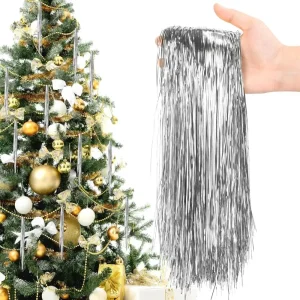 Christmas Strand Tinsel Icicle Tinsel Foil Fringes Metal Wire Shiny Icicles Garland Christmas Tree Glitter Hanging Decorations