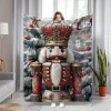 Christmas Throw Blanket Nutcracker Holiday Xmas Fleece Winter Decor Festive Queen Size Plush Cozy Bed Throw for Couch Gift