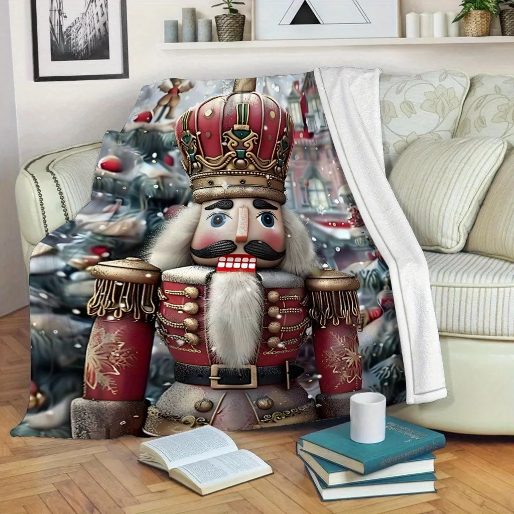 Christmas Throw Blanket Nutcracker Holiday Xmas Fleece Winter Decor Festive Queen Size Plush Cozy Bed Throw for Couch Gift - Image 5