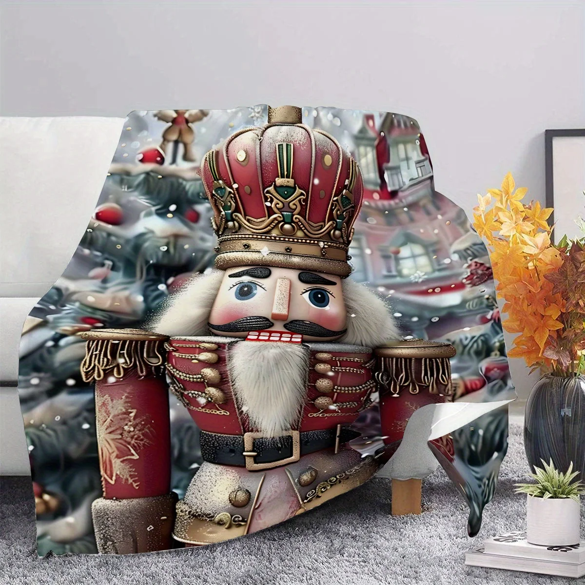 Christmas Throw Blanket Nutcracker Holiday Xmas Fleece Winter Decor Festive Queen Size Plush Cozy Bed Throw for Couch Gift - Image 4