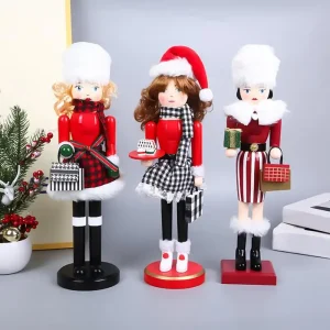 Christmas Traditional Woman Nutcracker Statue Nutcracker Fireplace Ornament Traditional Nutcracker Puppet Nutcracker Toy For