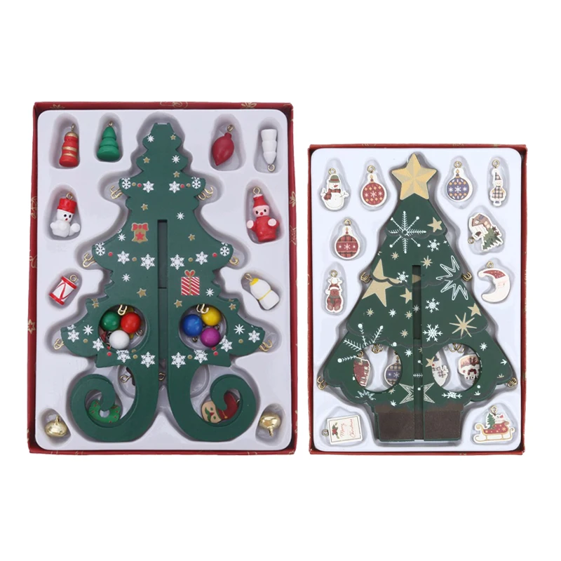 Christmas Tree Children's Handmade DIY Stereo Wooden Christmas Tree Scene Layout Christmas Decorations Ornaments 17 19cm Height - Image 6