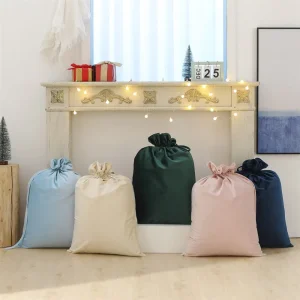 Christmas Velvet Santa Bags With Drawstring Christmas Gift Sack For Xmas Holiday Santa Bag For Present Toys