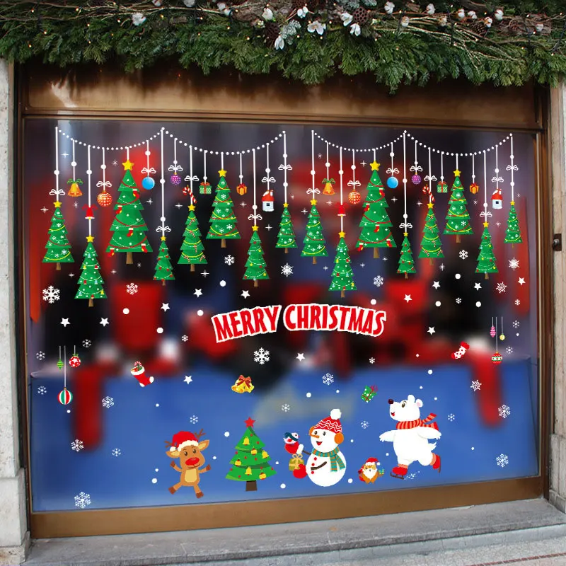 Christmas Window Clings PVC Stickers Decoration Santa Claus Xmas Tree Navidad Stocking Pattern Stickers For Home New Year Decals - Image 4