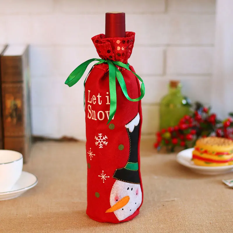 Christmas Wine Bottle Cover Toppers Light Up Santa Claus Gnomes Bottle Bags For Holiday Xmas Table Decorations - Image 2
