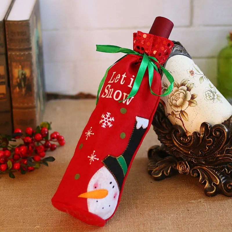 Christmas Wine Bottle Cover Toppers Light Up Santa Claus Gnomes Bottle Bags For Holiday Xmas Table Decorations - Image 5