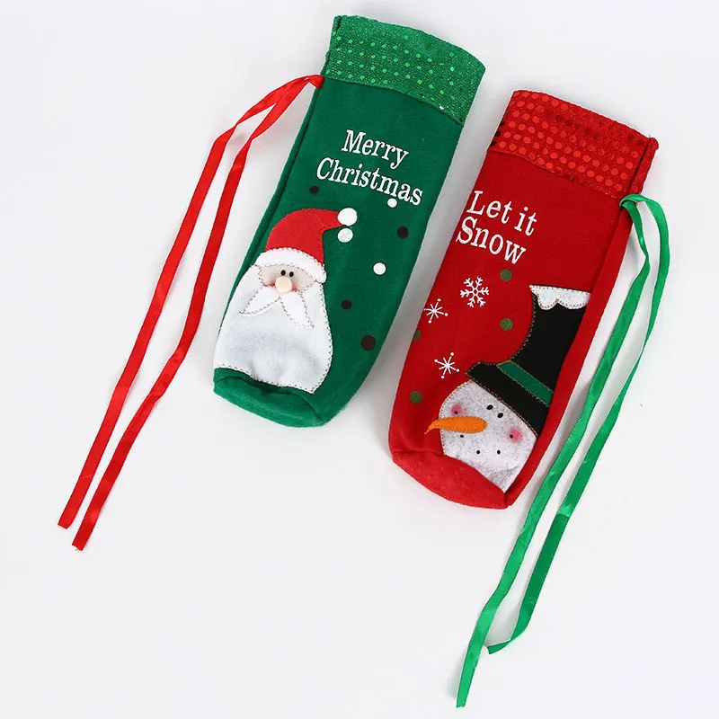 Christmas Wine Bottle Cover Toppers Light Up Santa Claus Gnomes Bottle Bags For Holiday Xmas Table Decorations - Image 6