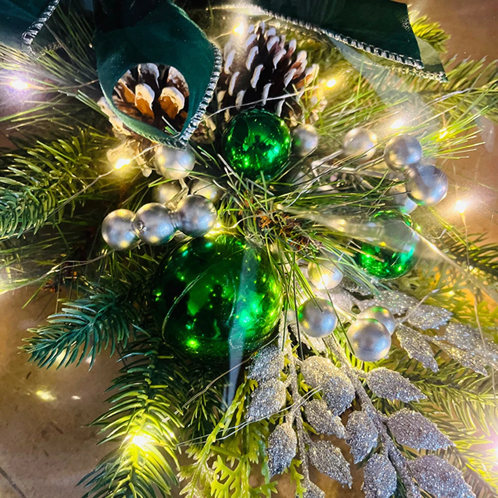 Christmas Wreath Pendants Ornament Swag Trim Garland without/with Light Home Door Window Decoration Accessories - Image 4