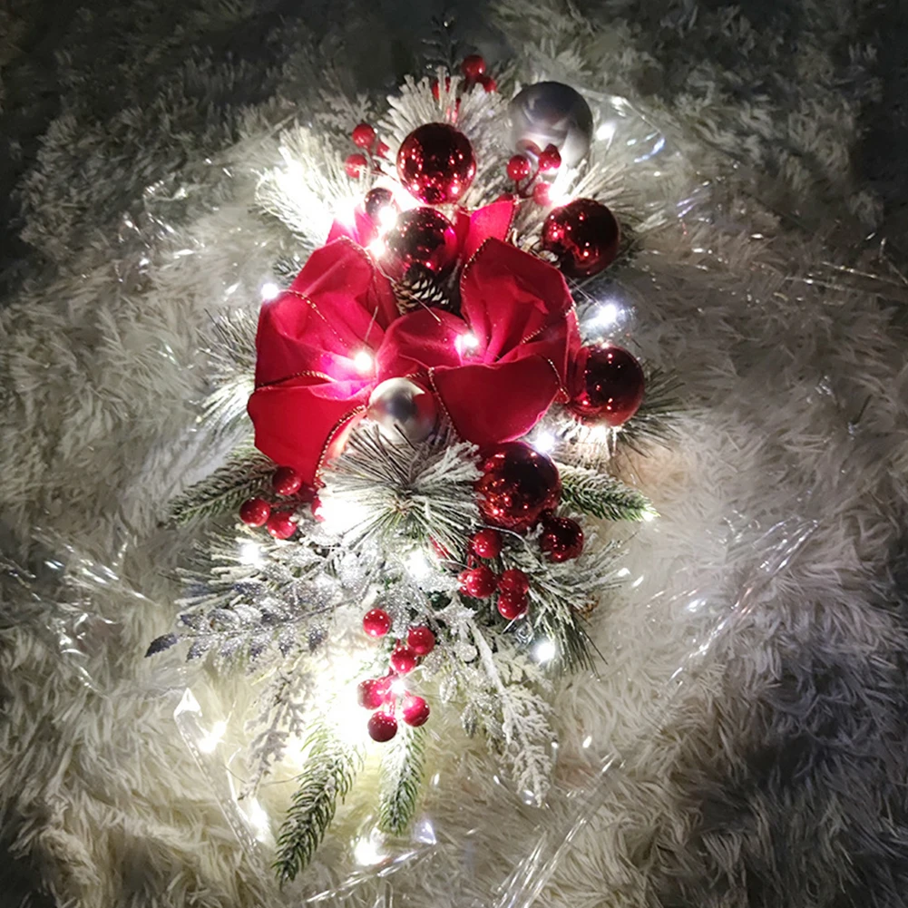 Christmas Wreath Pendants Ornament Swag Trim Garland without/with Light Home Door Window Decoration Accessories - Image 5