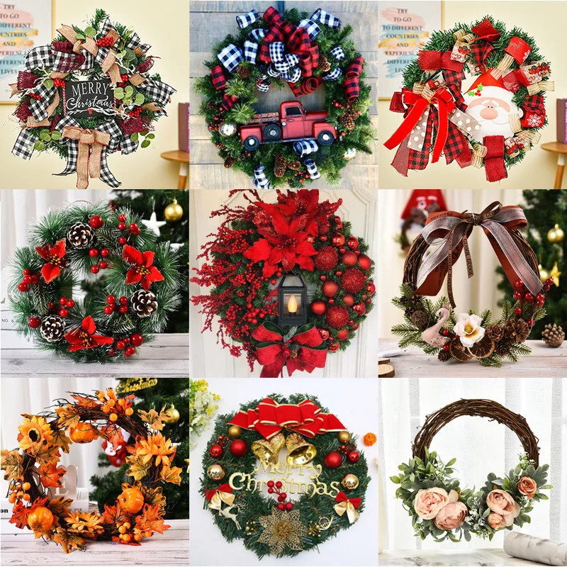 Christmas Wreath for Front Door Red Gold Window Wall Door Decorations 2025 Christmas Garland Ornament Guirnalda Navidad - Image 3