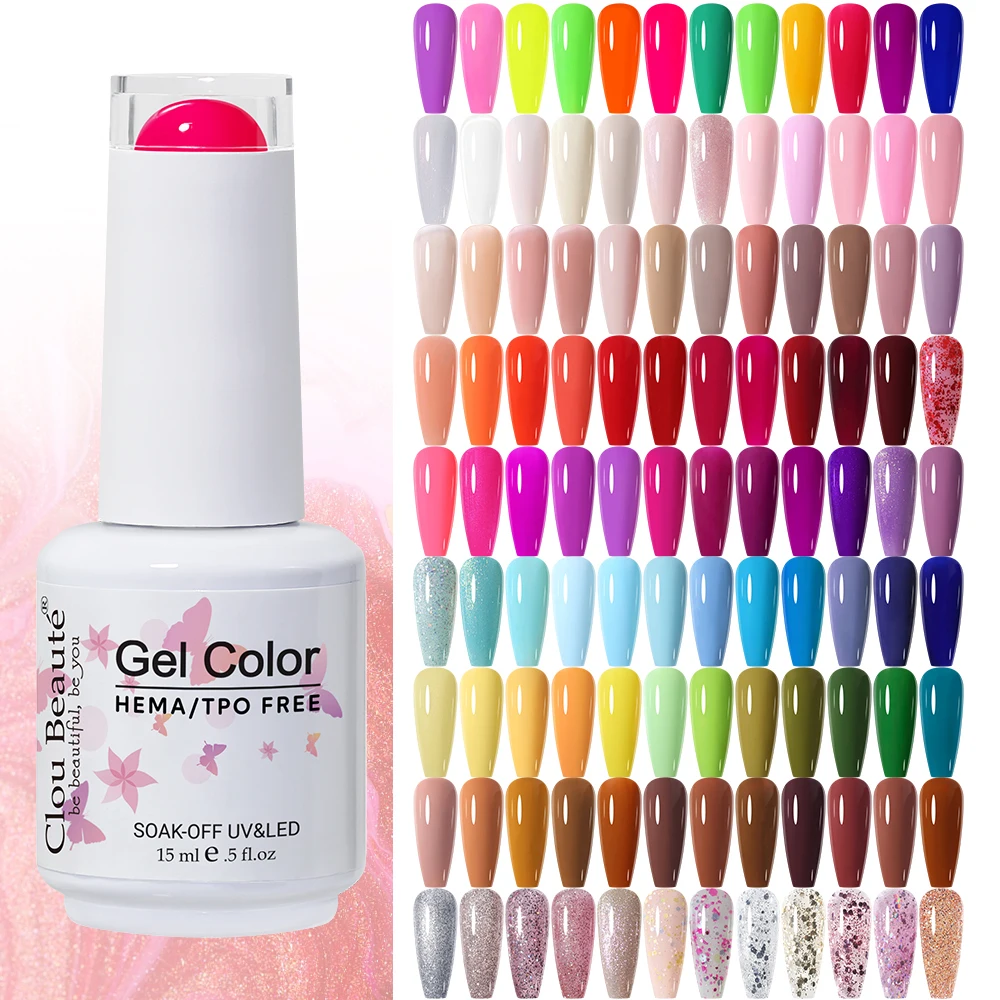 Clou Beaute Gel Nail Polish Neon Brown Royal Blue Red Green Pastal Nude Nail Art Varnishes Gel Lacquer Top Coat UV Gel Nail