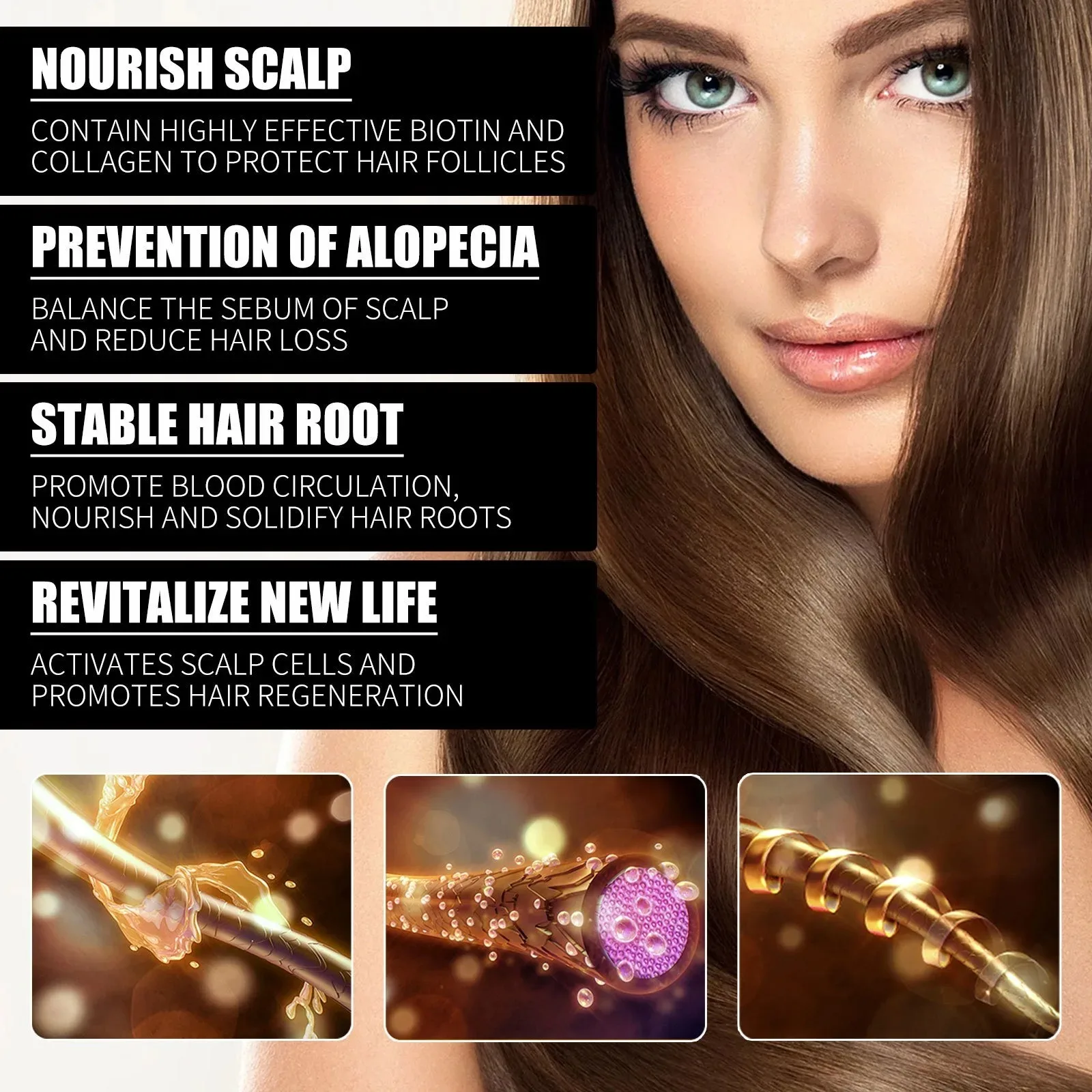 Collagen B7 Vitamin Hair Growth Essential Oil Prevent Hair Loss And Nourish With Essential Oil Scalp Treatment Set For Men Women - Image 5