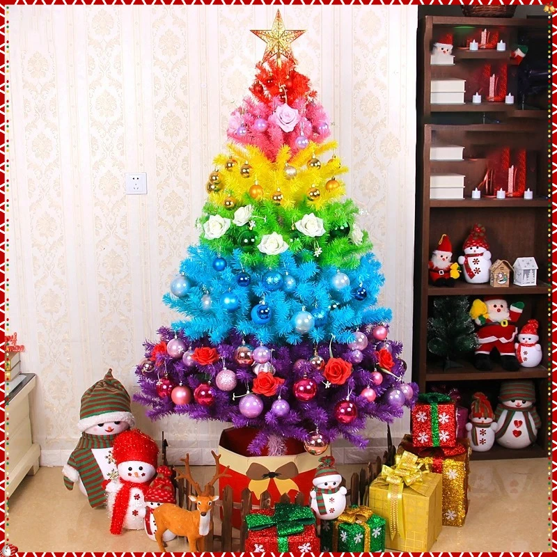 Colorful Artificial Christmas Tree PVC Material Light Luxury Rainbow Christmas Tree 45cm-210cm Christmas Atmosphere Decorations - Image 2