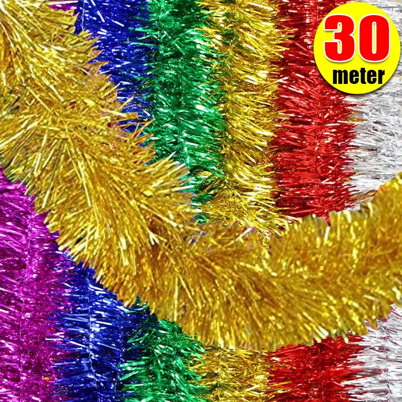 Colorful Strips Christmas Ribbon Garland Xmas Tree Hanging Rattan Tinsel DIY Birthday Wedding New Year Party Decoration Ribbons - Image 2