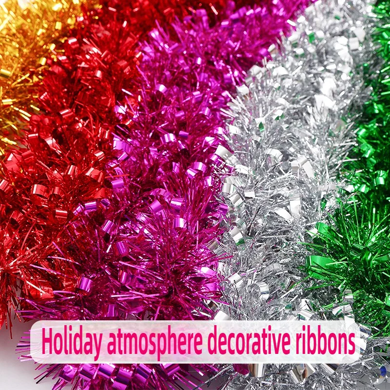 Colorful Strips Christmas Ribbon Garland Xmas Tree Hanging Rattan Tinsel DIY Birthday Wedding New Year Party Decoration Ribbons - Image 3