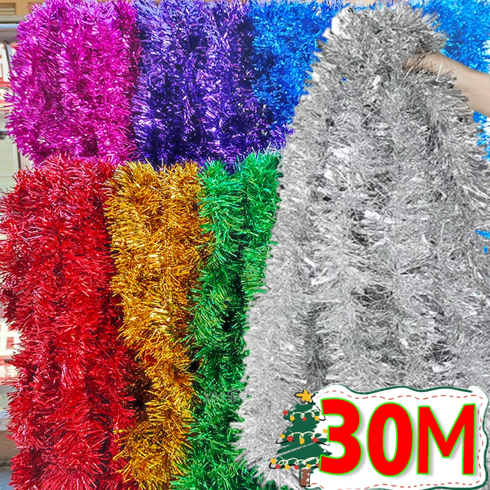 Colorful Strips Christmas Ribbon Garland Xmas Tree Hanging Rattan Tinsel DIY Birthday Wedding New Year Party Decoration Ribbons