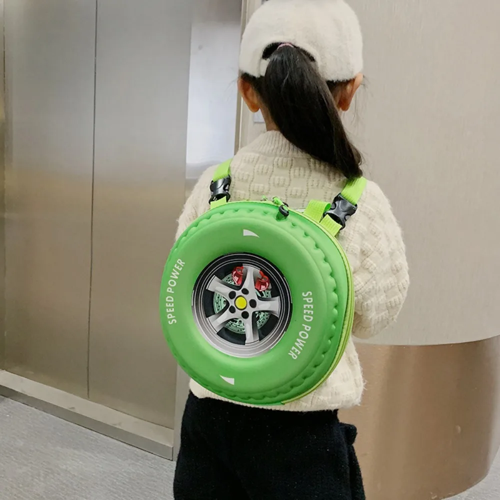 Colorful Tyre Shaped Children's Schoolbag Large Capacity 3D Cartoon Backpack Lightweight Adjustable Kindergarten Shoulder Bag