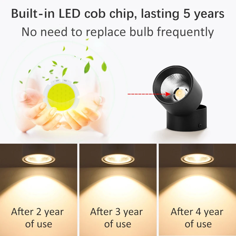 Colors Dimmable Led Downlight Foldable 360° Adjustable Spot Ceiling Lamp 7W 10W 15W Aluminum Led Spotlights For Living Room 220V - Image 5