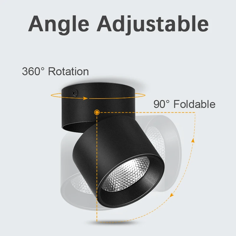 Colors Dimmable Led Downlight Foldable 360° Adjustable Spot Ceiling Lamp 7W 10W 15W Aluminum Led Spotlights For Living Room 220V - Image 4