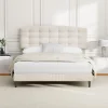 CozyLiving Double Upholstered Bed Frame with Cozy Button Tufted Headboard & Adjustable Height, Wood Slat Support, No Box Spring Needed - CHEYENNE