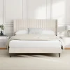 CozyLiving Double Upholstered Bed Frame with Cozy Tufted Headboard, Wood Slat Support, No Box Spring Needed - CHARLIE (Beige)