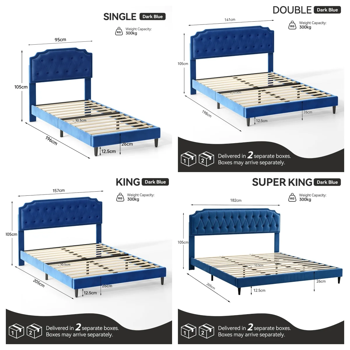 CozyLiving Upholstered Bed Frame with Cozy Button Tufted Headboard & Adjustable Height, Wood Slat Support, No Box Spring Needed - CHELSEY - Image 4