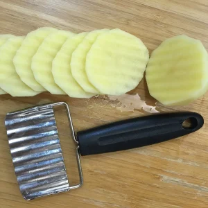 Crinkle Potato Cutter Stainless Steel Wavy Slicer for Veggie Fruit Pickle Chips Waffle Fries Salad Toppings Stir Fry Prep